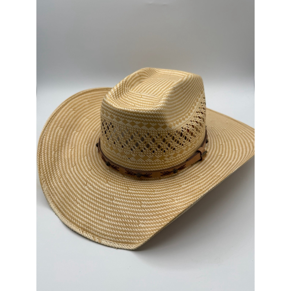 Bullhide Montecarlo Straw Cowboy Hat 50X Shantung Panama Western Tan Vented